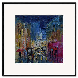 Plakat artystyczny premium w ramie Colorful Street Scene in the Evening