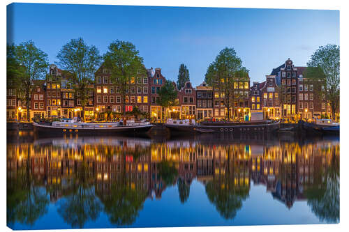 Leinwandbild Reflexionen in der Abenddämmerung, Amsterdam