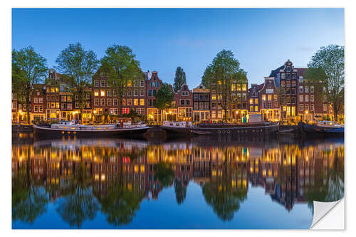 Naklejka na ścianę Reflections at dusk, Amsterdam