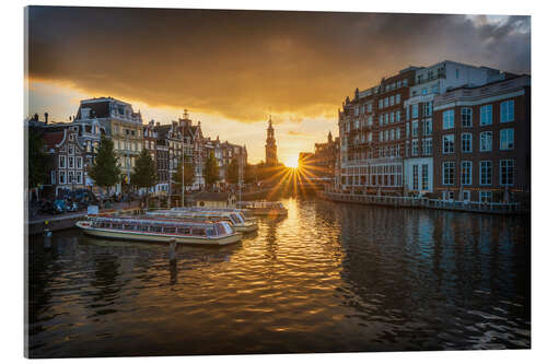 Acrylglasbild Sonnenuntergang in Amsterdam, Holland