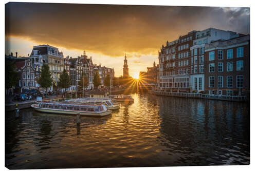 Canvastavla Sunset in Amsterdam, Holland