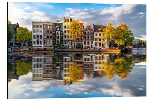 Aluminium print Reflections in the Canals of Amsterdam, Holland