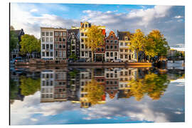 Print på aluminium Reflections in the Canals of Amsterdam, Holland