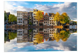 Foam board print Reflections in the Canals of Amsterdam, Holland