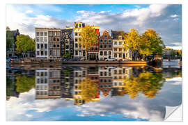 Vinilo para la pared Reflections in the Canals of Amsterdam, Holland