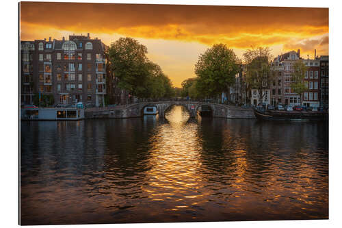 Gallery print Bridge in Amsterdam at Sunset