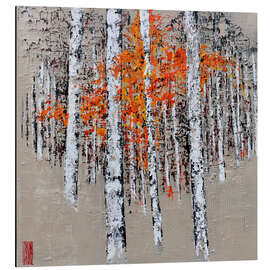 Quadro em alumínio  Radiant birch trees in autumn - Eric Bourse
