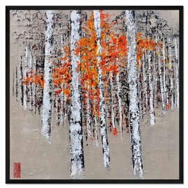 Gerahmter Kunstdruck Strahlende Birken im Herbst