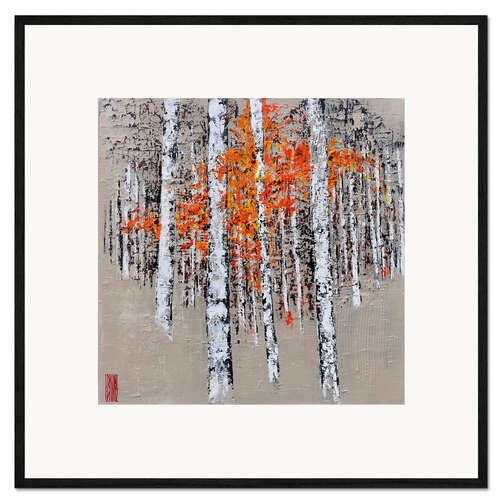 Kunsttryk i ramme Radiant birch trees in autumn