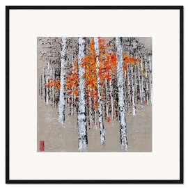 Impression artistique encadrée Radiant birch trees in autumn