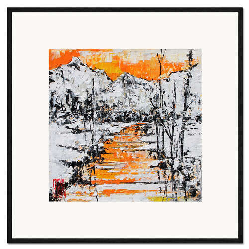 Innrammet kunsttrykk Sunset on the snowy river