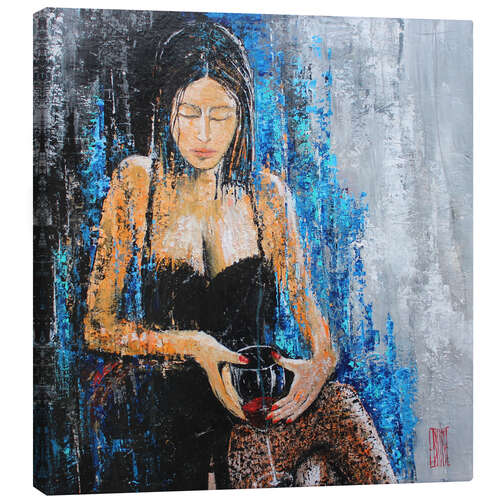 Lienzo Female Portrait with Red Wine