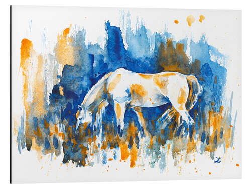 Aluminium print White Horse on a Quiet Meadow