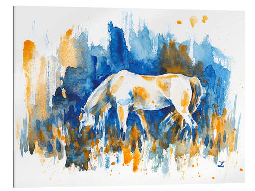 Quadro em plexi-alumínio White Horse on a Quiet Meadow