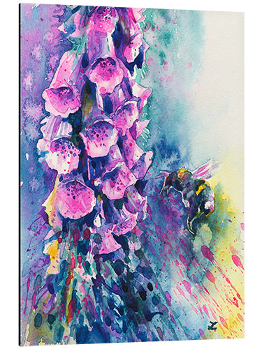 Aluminium print Foxgloves and Bumblebee