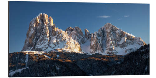 Aluminiumsbilde Sassolungo and Sassopiatto in the Dolomites in winter