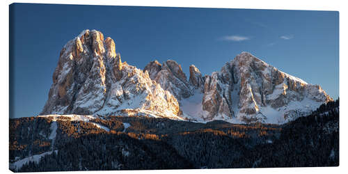 Stampa su tela Sassolungo and Sassopiatto in the Dolomites in winter