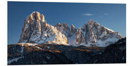 Foam board print Sassolungo and Sassopiatto in the Dolomites in winter