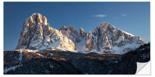 Wall sticker Sassolungo and Sassopiatto in the Dolomites in winter