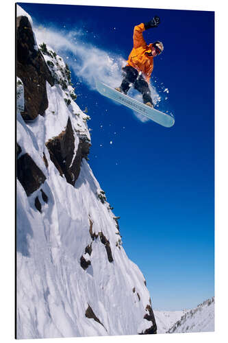 Aluminium print Snowboarding in Little Cottonwood Canyon, Wasatch Mountains, Utah