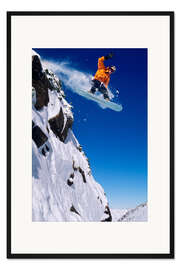 Gerahmter Kunstdruck Snowboarding im Little Cottonwood Canyon, Wasatch Mountains, Utah
