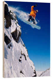 Wood print Snowboarding in Little Cottonwood Canyon, Wasatch Mountains, Utah