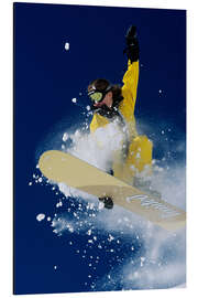 Aluminium print Woman Snowboarder Jumping, Wasatch Mountains, Utah