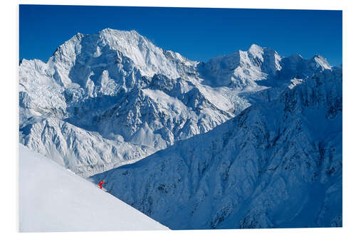 Foam board print Helicopter Skiing Below Mount Cook