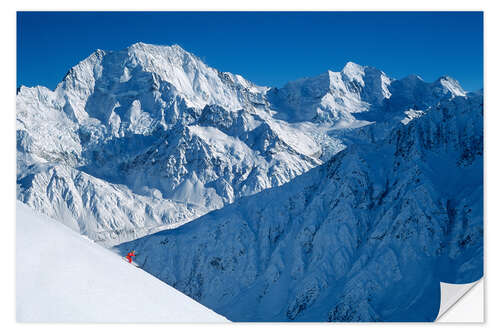 Naklejka na ścianę Helicopter Skiing Below Mount Cook