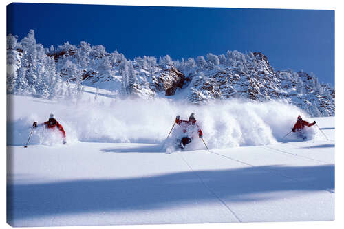 Canvas print Helicopter Skiing With the Wasatch Powderbird Guides in Wasatch Mountains, Utah