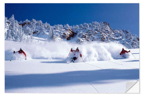 Vinilo para la pared Helicopter Skiing With the Wasatch Powderbird Guides in Wasatch Mountains, Utah