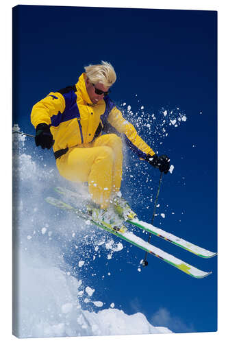 Lienzo Man in Yellow Suit Skiing at Alta Ski Resort, Wasatch Mountains, Utah