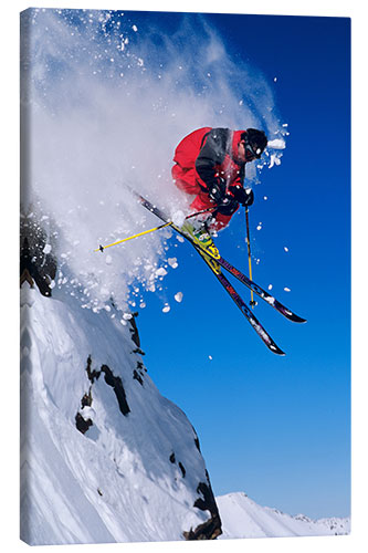 Canvas print Skier at Snowbird Resort, Wasatch Mountains