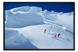 Gerahmter Kunstdruck Skifahren auf dem Tasman-Gletscher im Mount Cook National Park