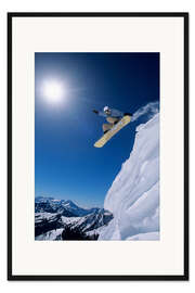 Gerahmter Kunstdruck Snowboarden, Snake Creek Canyon, Wasatch Mountains