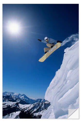 Selvklebende plakat Snowboarding, Snake Creek Canyon, Wasatch Mountains