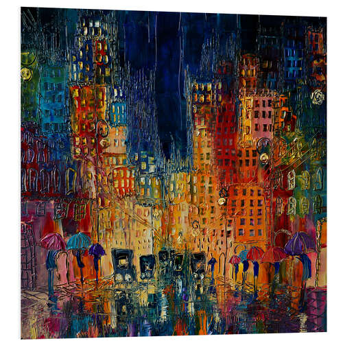 Foam board print Luminous City in the Rain