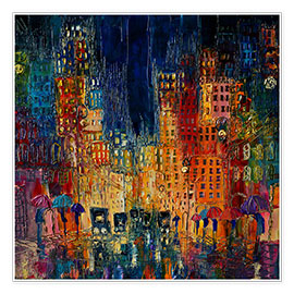 Poster Luminous City in the Rain