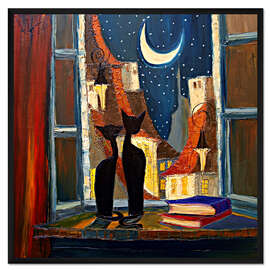 Gerahmter Kunstdruck Katzen über den Dächern von Paris