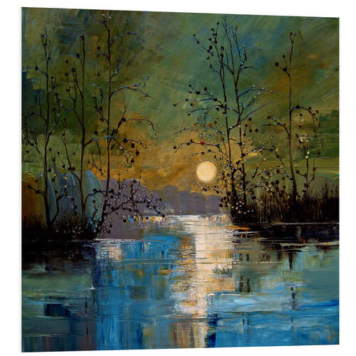 Tableau en PVC Riverscape in the Moonlight