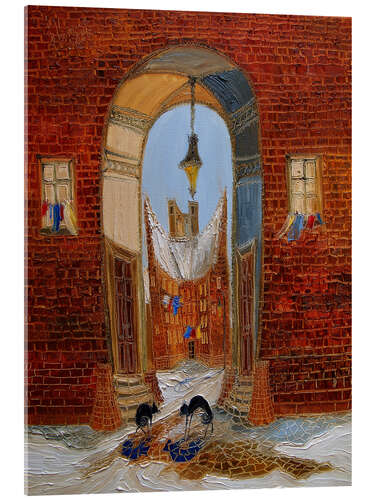 Tableau en verre acrylique Tuscan Street with Cats