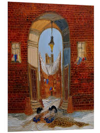 Hartschaumbild Toskanische Straße mit Katzen