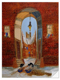 Wandsticker Toskanische Straße mit Katzen