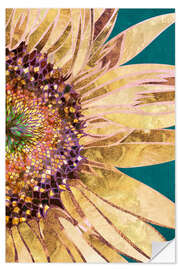 Selvklebende plakat Golden sunflower, detail