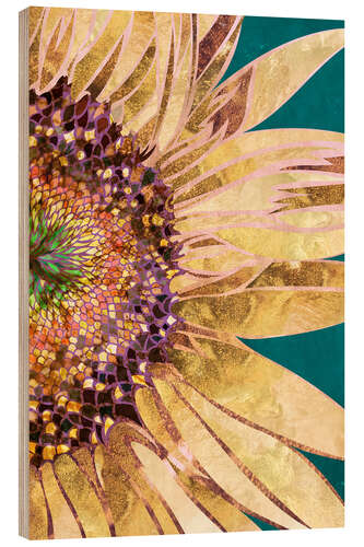 Tableau en bois Golden sunflower, detail