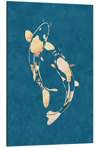 Aluminiumsbilde Blue-Golden Koi Fish II