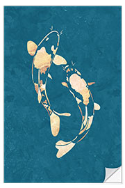 Naklejka na ścianę Blue-Golden Koi Fish II