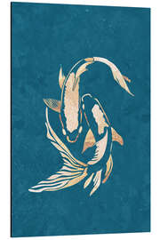 Aluminium print Blue-Golden Koi Carp I