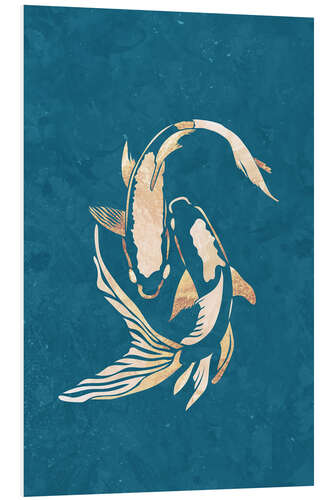 Foam board print Blue-Golden Koi Carp I