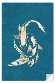 Sticker mural Blue-Golden Koi Carp I